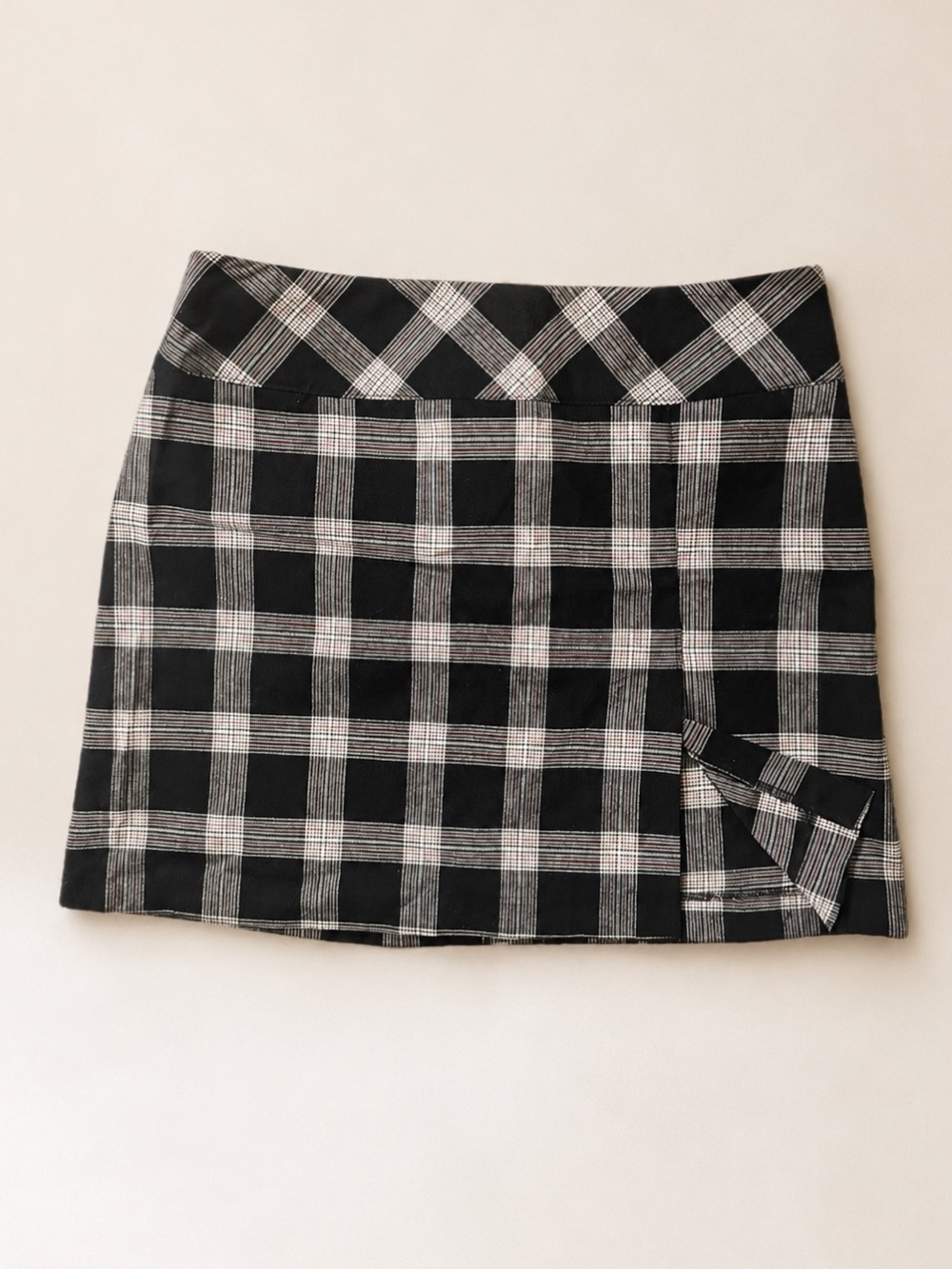 VINTAGE 90s A. BYER Red Black White Plaid Clueless Prep Mini Skirt w/ Side Slit
